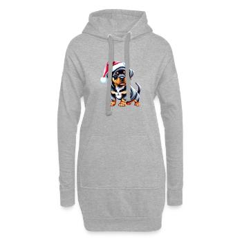 Rottweiler Hund Weihnachten Hunde Hundewelpe - Hoodie-Kleid - Grau meliert - Vorne