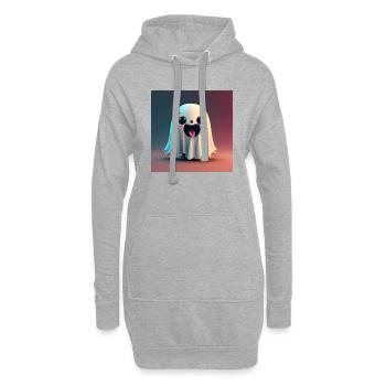 Joyeux Halloween mignon fantôme langue effrayante drôle - Sweat-shirt à capuche long Femme - gris chiné - Devant