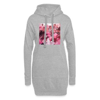 Le Combat Rose - Sweat-shirt à capuche long Femme - gris chiné - Devant