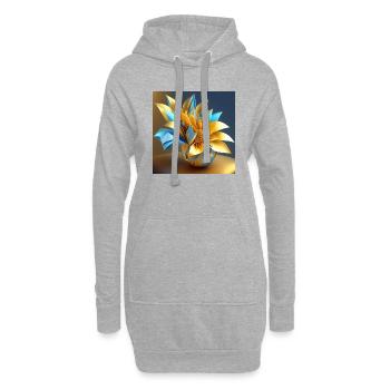 Origami Blüte - Hoodie-Kleid - Grau meliert - Vorne