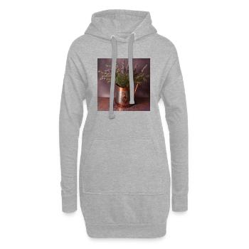 Lavendel in einer Kupferkanne - Hoodie-Kleid - Grau meliert - Vorne