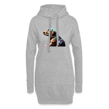 Labrador, propriétaire du chiot Labrador Retriever - Sweat-shirt à capuche long Femme - gris chiné - Devant
