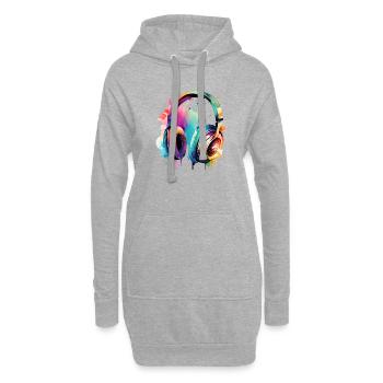 Casque Chanteur Musiciens Joueurs Chanteurs Écouter de la musique - Sweat-shirt à capuche long Femme - gris chiné - Devant