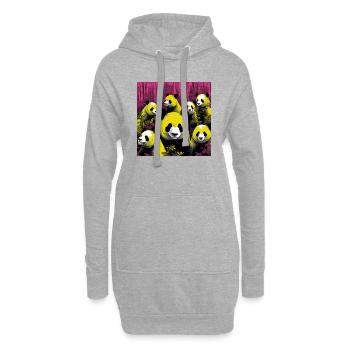 Panda im Neon-Stil - Hoodie-Kleid - Grau meliert - Vorne