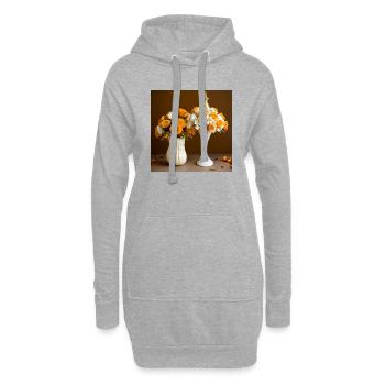 Herbstblumenstrauß in Halloween Vasen - Hoodie-Kleid - Grau meliert - Vorne
