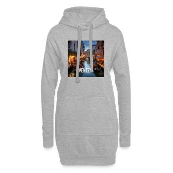 Venezia bei Nacht glänzt mit funkelnden Lichtern, - Hoodie-Kleid - Grau meliert - Vorne