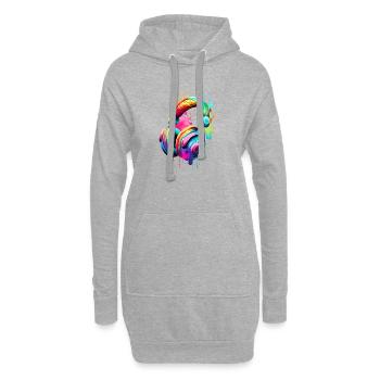 Casque Chanteurs Chanteurs Écouter de la musique Musiciens Joueurs - Sweat-shirt à capuche long Femme - gris chiné - Devant