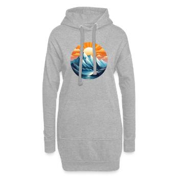 Montagnes et rayons de soleil - Sweat-shirt à capuche long Femme - gris chiné - Devant