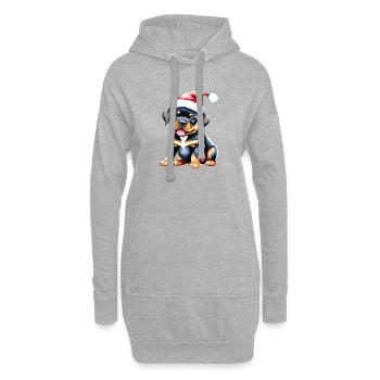 Hundewelpe Rottweiler Hund Weihnachten Hunde - Hoodie-Kleid - Grau meliert - Vorne
