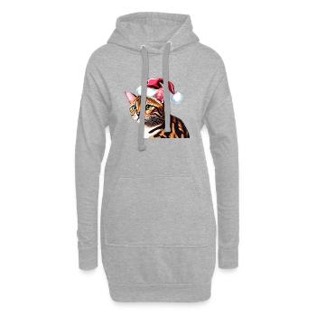 Bengal Cat Noël Bengal Chaton Chaton - Sweat-shirt à capuche long Femme - gris chiné - Devant