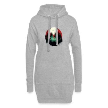 Mystischer Wald - Blutroter Himmel - Hoodie-Kleid - Grau meliert - Vorne