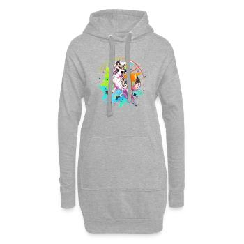 Hyena Color - Sweat-shirt à capuche long Femme - gris chiné - Devant