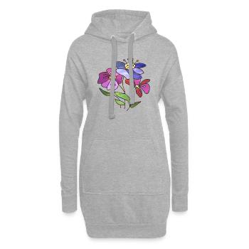 Fleur - Sweat-shirt à capuche long Femme - gris chiné - Devant