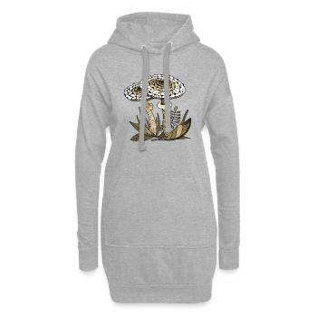 Pilze - Hoodie-Kleid - Grau meliert - Vorne