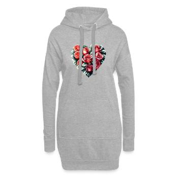 Saint-Valentin, Fête des mères, Mariage, Amour, Fiançailles - Sweat-shirt à capuche long Femme - gris chiné - Devant