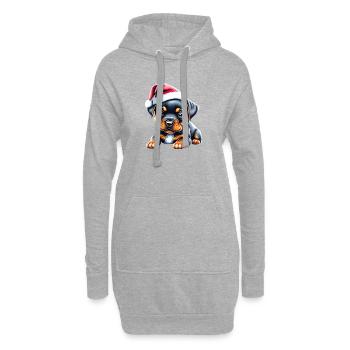 Hunde Rottweiler Hund Weihnachten Hundewelpe - Hoodie-Kleid - Grau meliert - Vorne