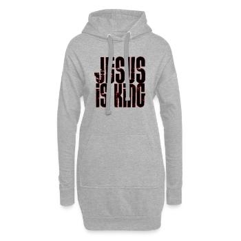 Jésus est roi - Sweat-shirt à capuche long Femme - gris chiné - Devant