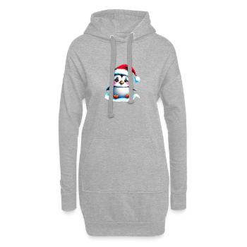 Weihnachten Geschenk weihnachtlich Pinguin - Hoodie-Kleid - Grau meliert - Vorne