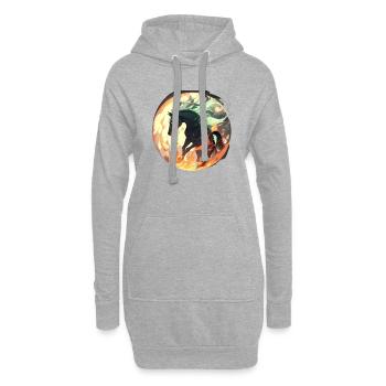 Der himmlische schwarze Hengst - Hoodie-Kleid - Grau meliert - Vorne