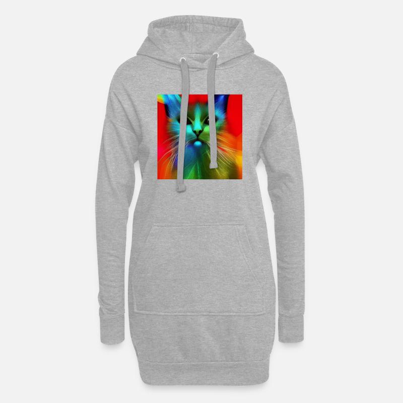 Freaky Cat - Hoodie-Kleid - Grau meliert