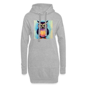 Eule - Hoodie-Kleid - Grau meliert - Vorne