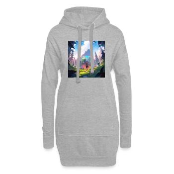 Le Portail vers un Monde Nouveau - Sweat-shirt à capuche long Femme - gris chiné - Devant