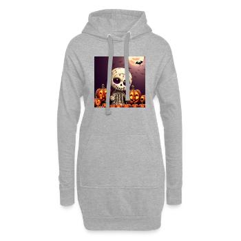 Frohes Halloween niedliches Skelett beängstigend lustig gruselig - Hoodie-Kleid - Grau meliert - Vorne