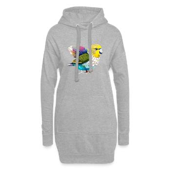 Budgie Bird Propriétaire Bird Cockatiel - Sweat-shirt à capuche long Femme - gris chiné - Devant
