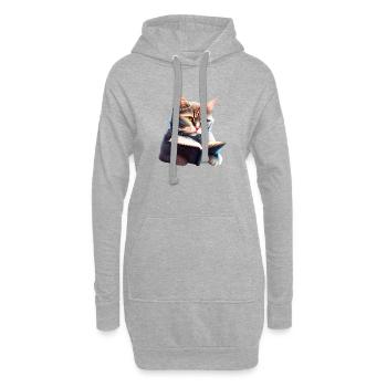 Livres pour chats Gueule de bois Livre Chaton Lecture Chat domestique - Sweat-shirt à capuche long Femme - gris chiné - Devant