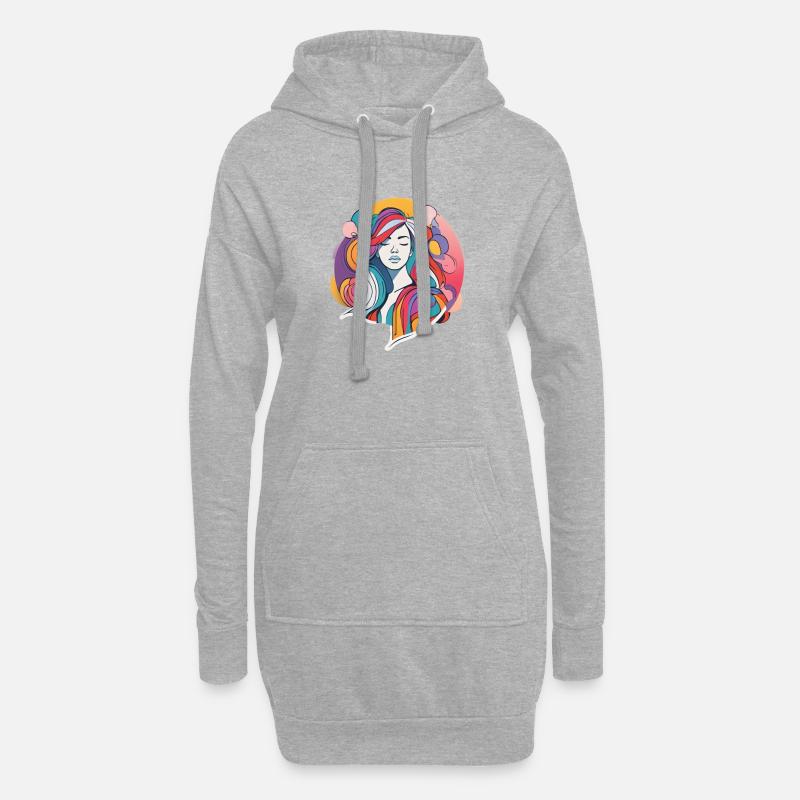 Frau - Hoodie-Kleid - Grau meliert