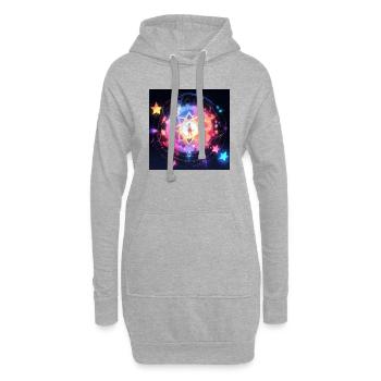 Die bunte Sternenkonstellation - Hoodie-Kleid - Grau meliert - Vorne