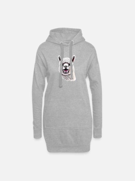 Alpaga Alpaga éleveur Alpaga fan - Sweat-shirt à capuche long Femme - gris chiné