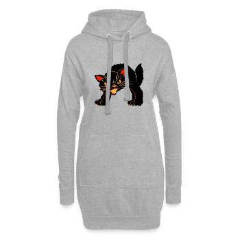 cat Halloween - Hoodie-Kleid - Grau meliert - Vorne