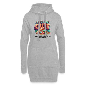 Feelin' Cute: Lustiger Spruch mit Pizza-Design - Hoodie-Kleid - Grau meliert - Vorne