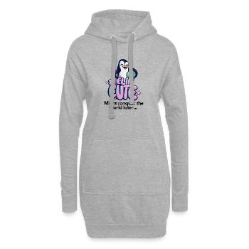 Feelin Cute: Lustiger Spruch mit Pinguin-Design - Hoodie-Kleid - Grau meliert - Vorne