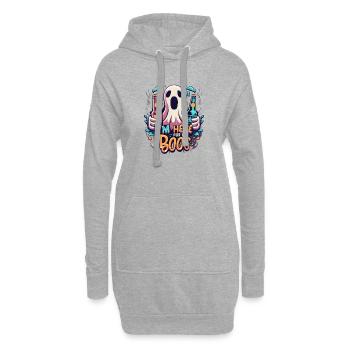 Halloween: Gespenst-Design mit lustigem Spruch - Hoodie-Kleid - Grau meliert - Vorne