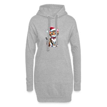 Chaton chat du Bengale Noël Chaton du Bengale - Sweat-shirt à capuche long Femme - gris chiné - Devant