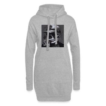 Rauchendes Skelet mit Cap and Glas - Hoodie-Kleid - Grau meliert - Vorne