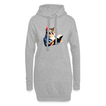 Katze Buch Kätzchen Bücher Lesen Hauskatze Kater - Hoodie-Kleid - Grau meliert - Vorne