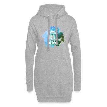 Fond bleu - Allez là où vous vous sentez le plus vivant - Sweat-shirt à capuche long Femme - gris chiné - Devant