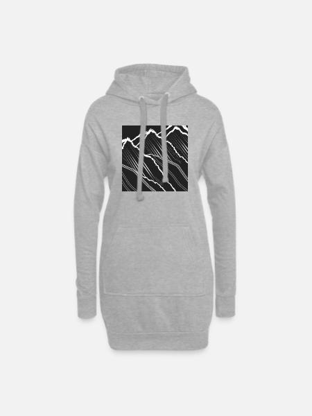 Majestätischen Berglandschaft, Panorama, Monochrom - Hoodie-Kleid - Grau meliert