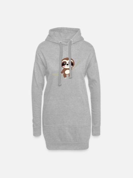 Faultier Faultierzeichnung Müdigkeit Faultiere - Hoodie-Kleid - Grau meliert