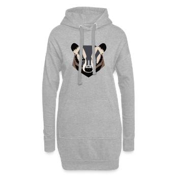 blaireau visage vecteur look géométrique fier fort wil - Sweat-shirt à capuche long Femme - gris chiné - Devant