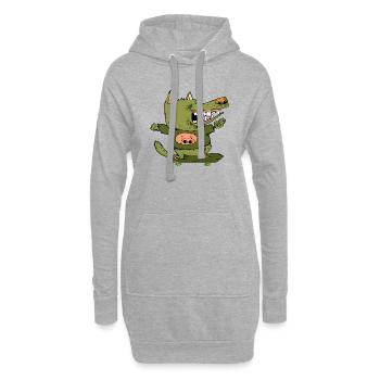 loup garou - Sweat-shirt à capuche long Femme - gris chiné - Devant
