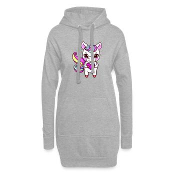 Licorne Créature mythique Fille Licorne Licorne - Sweat-shirt à capuche long Femme - gris chiné - Devant