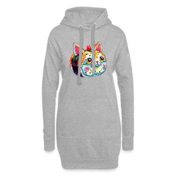 Sushi-Katze - Hoodie-Kleid - Grau meliert - Vorne