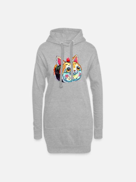 Sushi Cat - Sweat-shirt à capuche long Femme - gris chiné