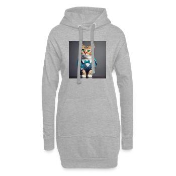 Yeux verts de chat - Sweat-shirt à capuche long Femme - gris chiné - Devant