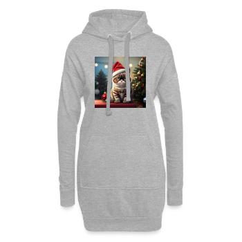 Süße Schlecht gelaunte Weihnachts Katze - Hoodie-Kleid - Grau meliert - Vorne