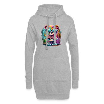 Grafitti teddy bear - Hoodie-Kleid - Grau meliert - Vorne